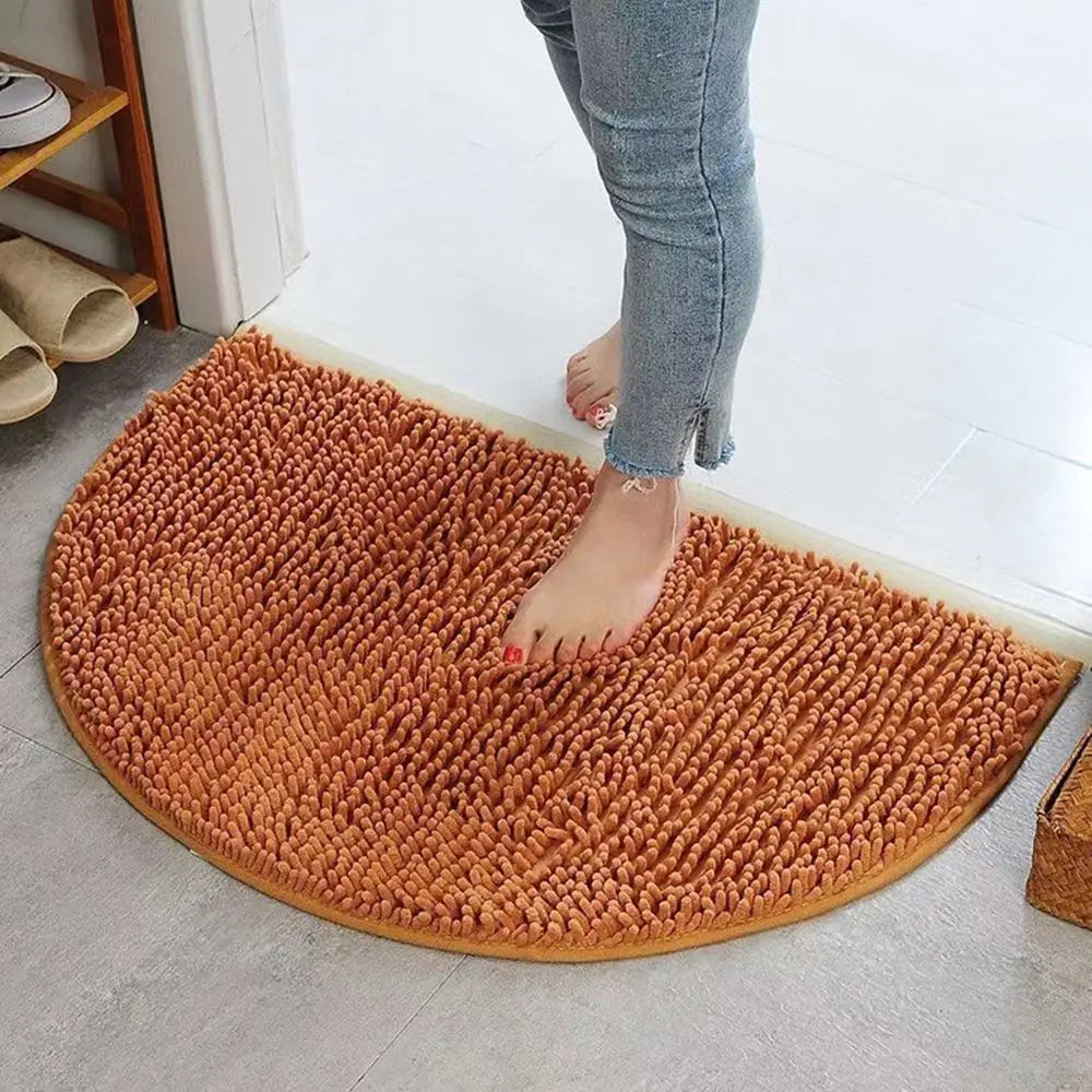 Halbrunde Chenille Badematte – Rutschfeste, Saugfähige Badematte für Dusche & Boden Kaufschwan® Braun 35x50cm