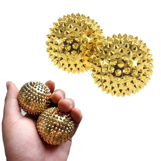 2er-Set Gold Metall Magnetische Handmassage-Rollenbälle | Tiefengewebe-Massagewerkzeuge (4,5cm) Kaufschwan®