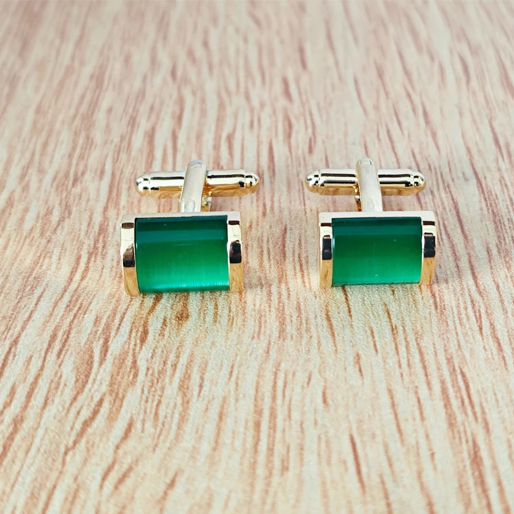 Herren Manschettenknöpfe mit Grünem Kristall – Elegante Französische Manschetten | Business & Anlass Schmuck für Hemd & Anzug Kaufschwan®
