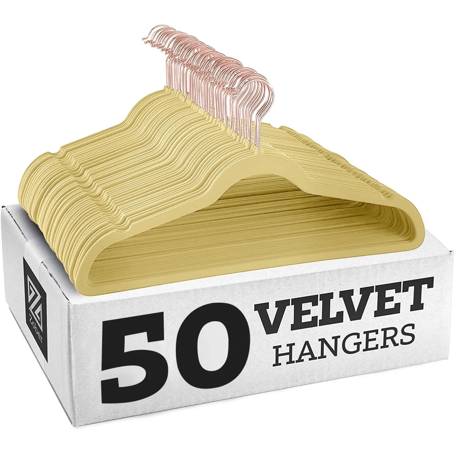50er Set Kleiderbügel - Anti Rutsch Samt Kleiderbügel – Japanischer Stil für Kleider und Mäntel Kaufschwan® Beige/Roségold