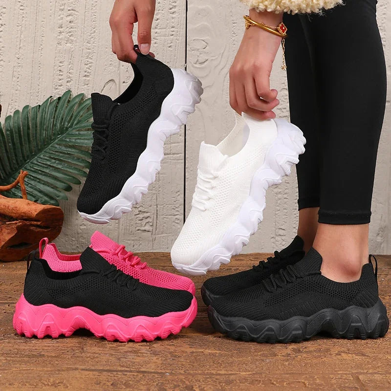 Damen Mesh-Sneaker mit Schnürung – Leichte Atmungsaktive Schuhe | Modische Bequeme Trainings- & Walkingschuhe Kaufschwan®