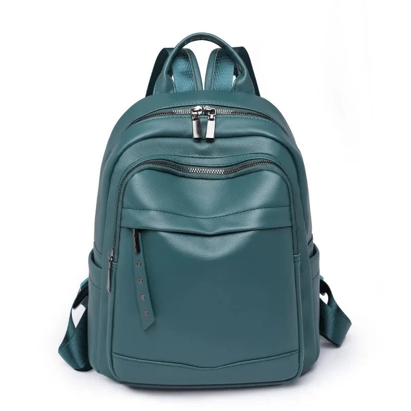 Damen Rucksack aus Weichem Leder | Casual Reise- & Outdoor-Tasche | Frühling & Sommer Modetrend | PU Einfarbig Freizeit Schultertasche Kaufschwan® Blau