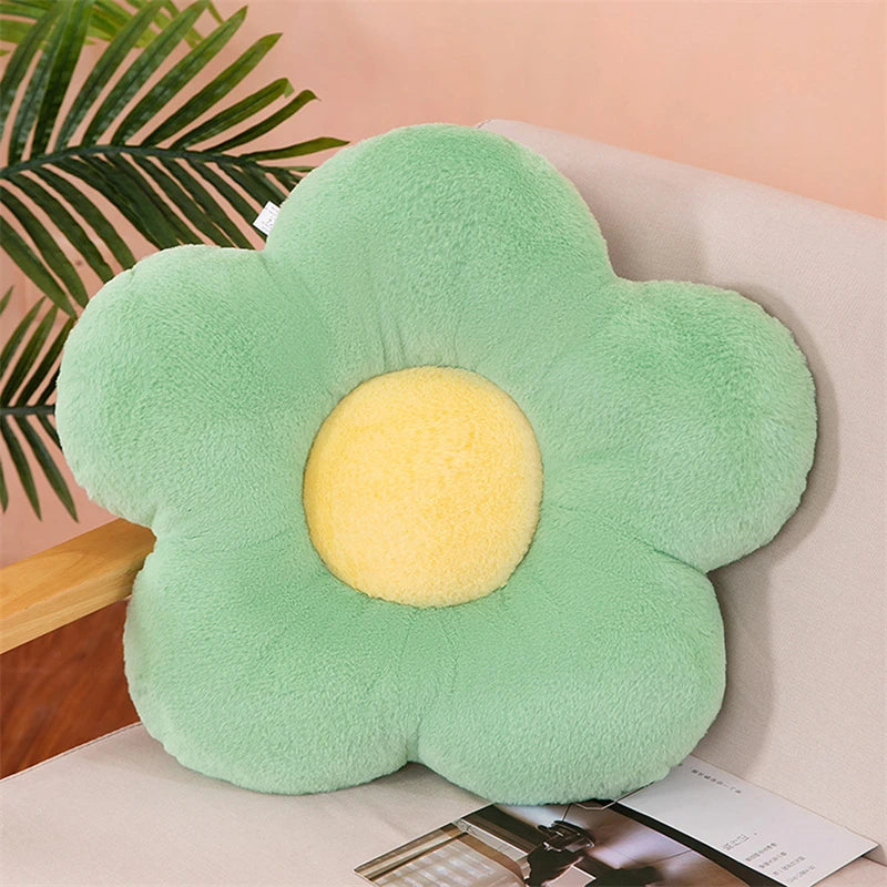 Gefülltes Fünf-Blütenblatt Kissen | Süßes Sonnenblumen Plüschkissen | Dekoration fürs Mädchenzimmer & Fensterbank | Rosa Sitzkissen Kaufschwan® Grün - 30cm