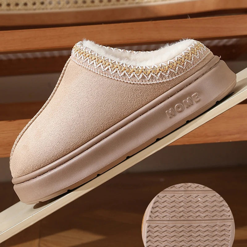 Modische Flauschige Plattform-Pantoffeln für Damen | Winter Plüsch & Warme Baumwollschuhe | Bequeme Rutschfeste Unisex Hausschuhe Kaufschwan®