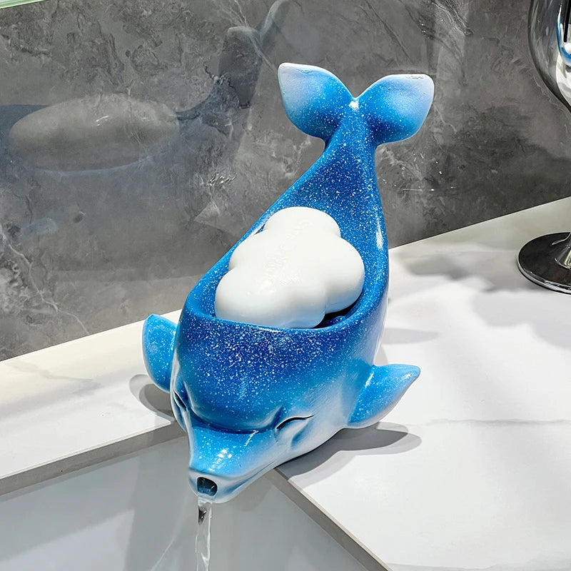 Delfin Ablaufsystem Keramik Seifenschale – Nicht perforierter Seifenhalter mit Ablaufsystem für Toilette & Waschbecken, Badezimmerzubehör Kaufschwan®
