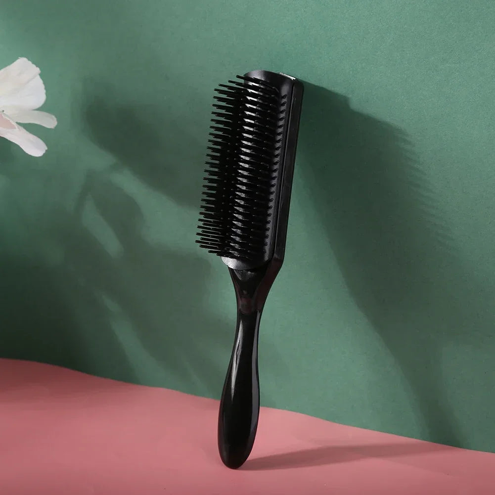 9-reihige Stylingbürste Mit Rundzähnen – Für Locken, Entwirren Und Kopfhautmassage, Bequemer Griff