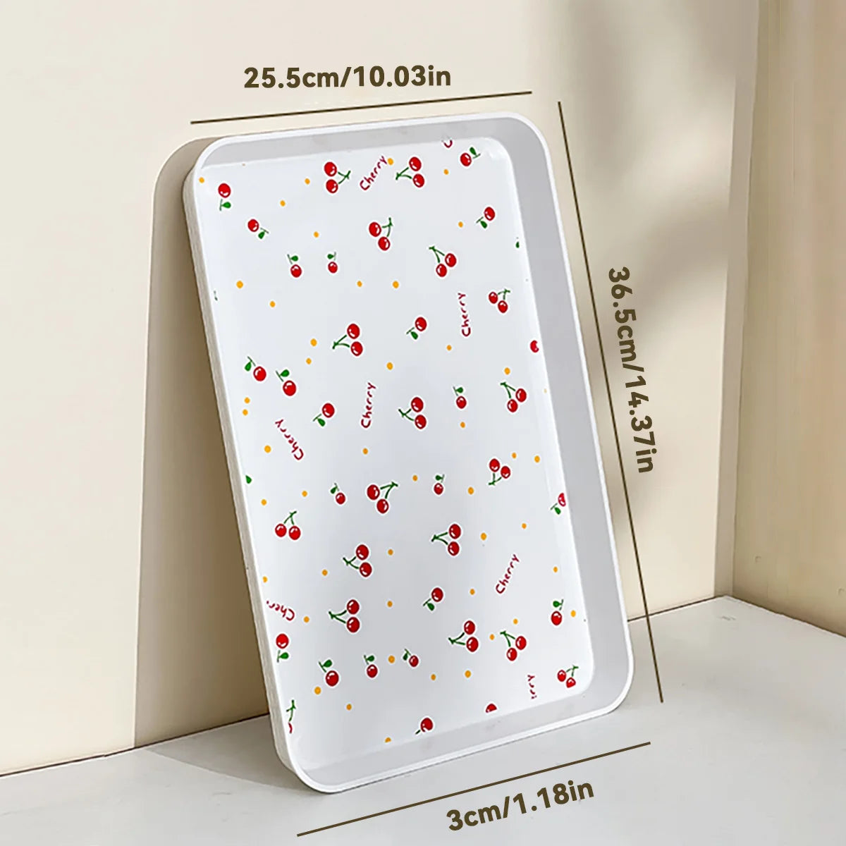 Multifunktionales Kunststoff-Serviertablett mit Kirschmuster – Obst- & Dessertteller, Küchen-Organizer, Parfum- & Schmuckablage