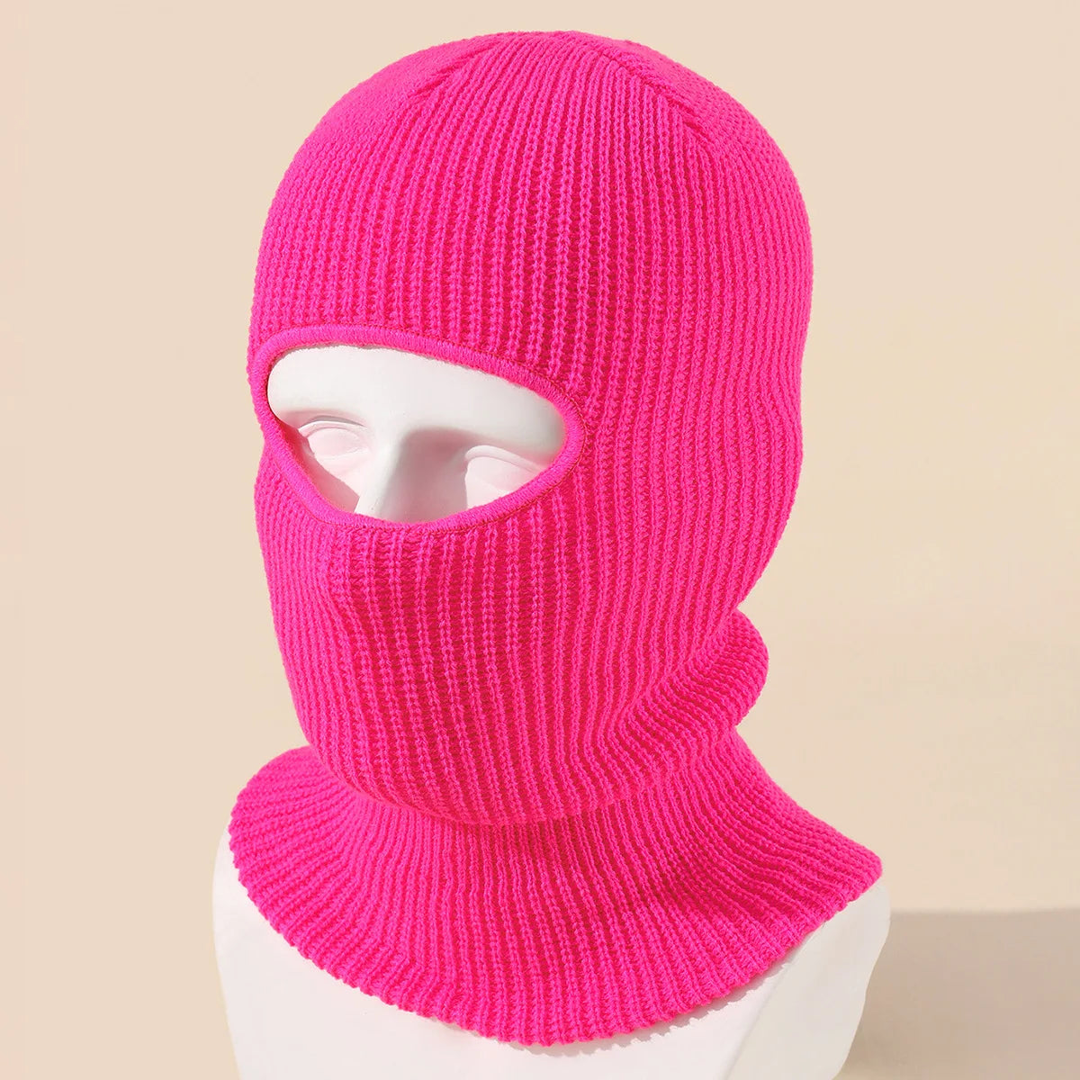 Unisex 1-Loch Skimaske Balaclava – Gestrickte Vollgesichts-Beanie Mütze | Winddichte Wintermütze für Damen & Herren beim Radfahren & Outdoor