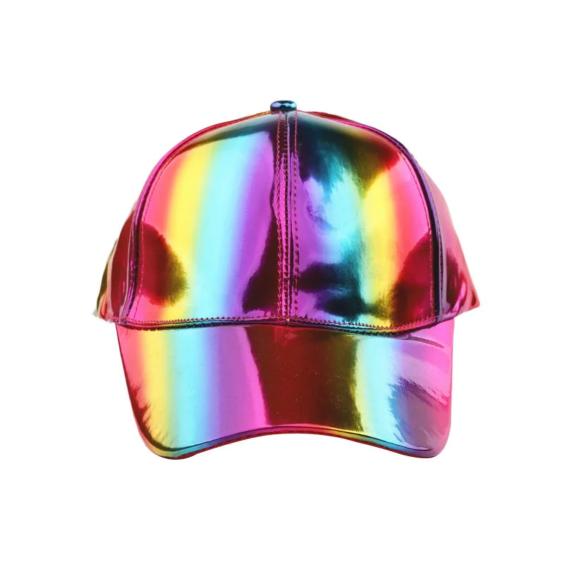 Unisex PU Rainbow Farbwechsel Baseballkappe | Fashion Erwachsenen Laser Hip Hop Kappe | Outdoor Freizeit Snapback Glänzende Party Kappe Kaufschwan®