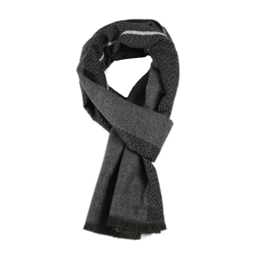 Winterschal für Herren | Karo Streifen & Paisley Jacquard | Beidseitiger Kaschmir-Imitat Halswärmer – Warm & Winddicht