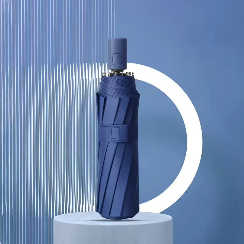 16-Streben Automatikschirm – Winddichter Doppel-Lagen Fiberglas-Rahmen, UPF Sonnenschutz, Tragbarer Minimalistischer Sonnenschutzschirm