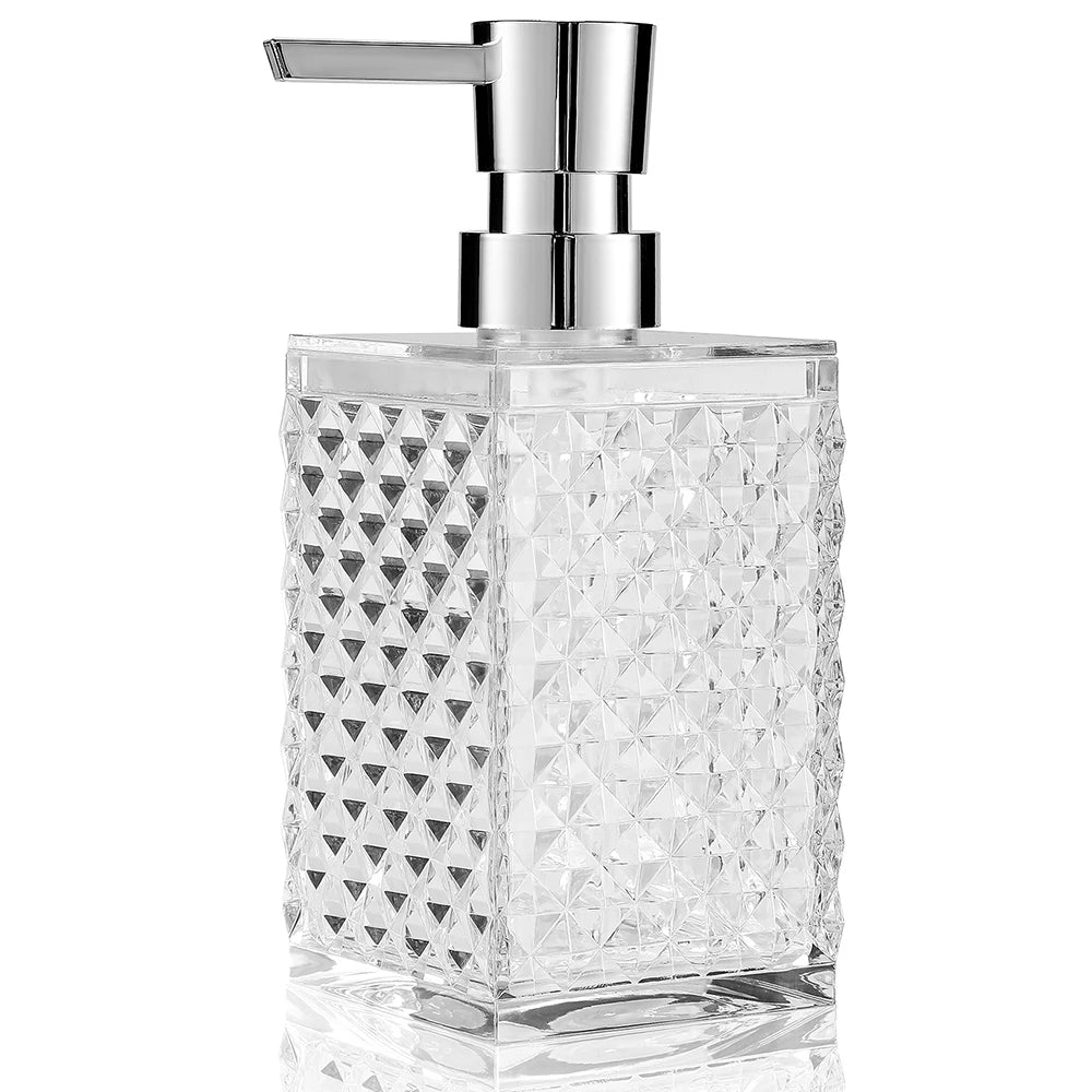 Transparenter Acryl-Handseifenspender (10oz) mit silberner ABS Rostschutzpumpe – Für Bad und Küche Kaufschwan®