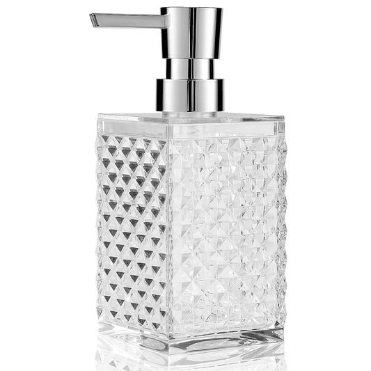 Transparenter Acryl-Handseifenspender (10oz) mit silberner ABS Rostschutzpumpe – Für Bad und Küche Kaufschwan®