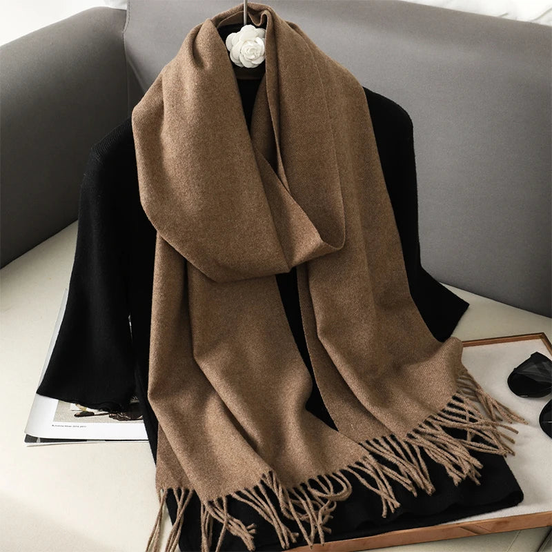 Bunte Winter Schals für Damen | Langer Kaschmir-Optik Wärmeschal | Einfarbig Hijab, Umschlagtuch & Pashmina Kopftuch