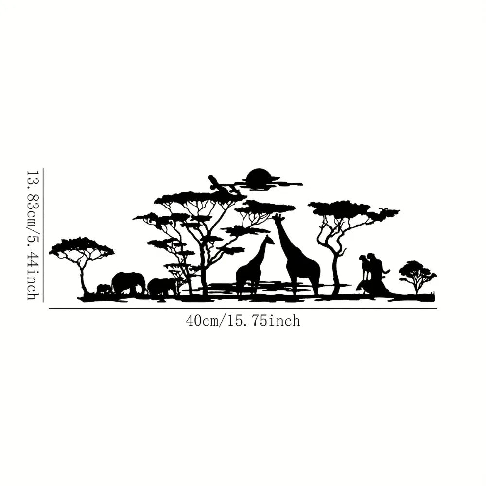 Afrikanische Tier Metall Wanddeko – Elefant, Giraffe, Löwe und Baum Design Kaufschwan®