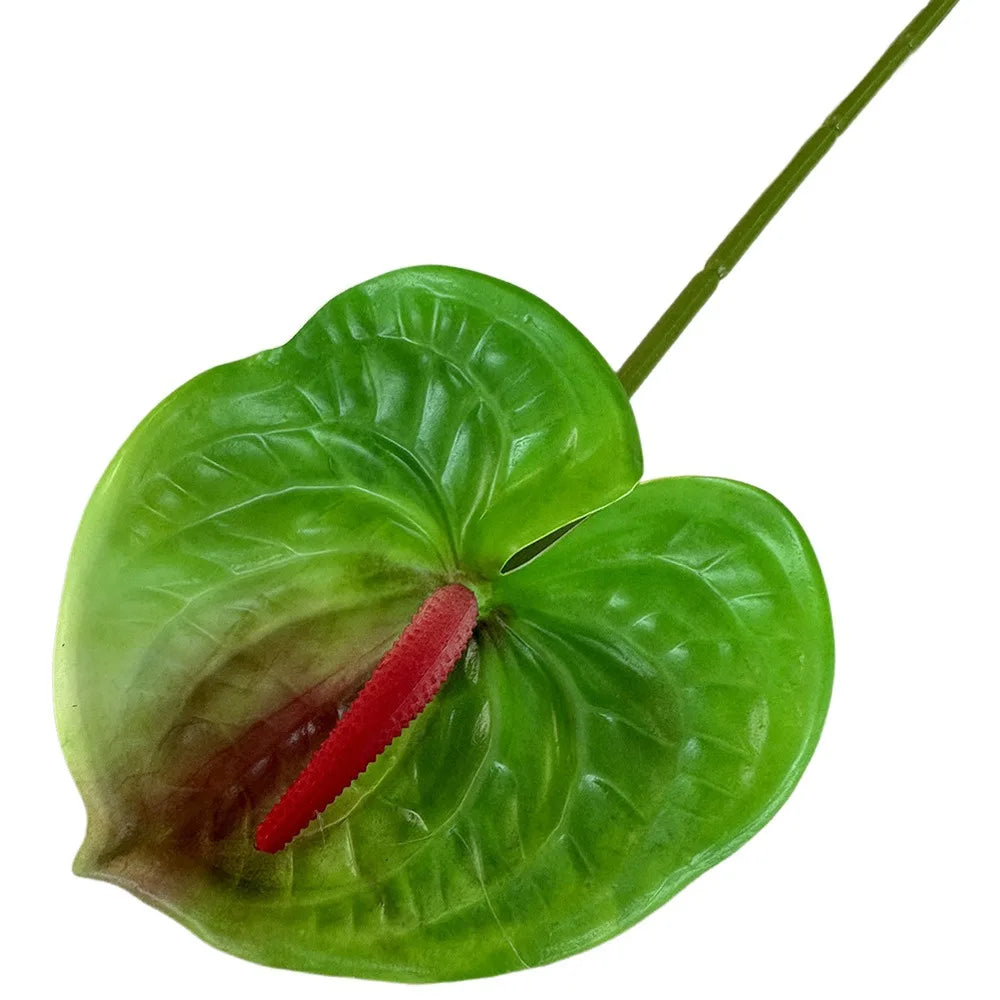 Mehrfarbige Künstliche Kleine Anthurie 60cm – Real-Touch Gummiblume für Zuhause, Fotorequisiten & Tropische Dekoration Kaufschwan® Grün