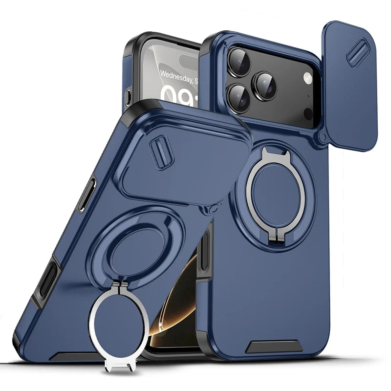 Armor 360 MagSafe-Magnethülle für iPhone 18 Pro & iPhone 18 Pro Max – Ringständer, Kameraschutz & Stoßfeste Schutzhülle Kaufschwan® Dunkelblau iPhone 18 Pro