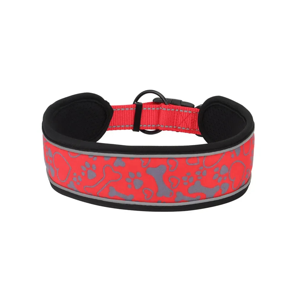 Breites Reflektierendes Weiches Hundehalsband Verstellbar Dick Strapazierfähig für Mittel Große Hunde Kaufschwan® Rot S