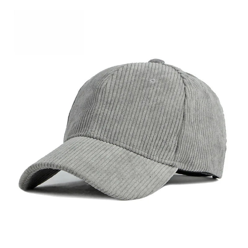 Corduroy Baseballkappe | Damen & Herren Baumwolle Einfarbige Sonnenkappe | Herbst Warm Hip Hop Snapback Anglerhut Kaufschwan® Grau