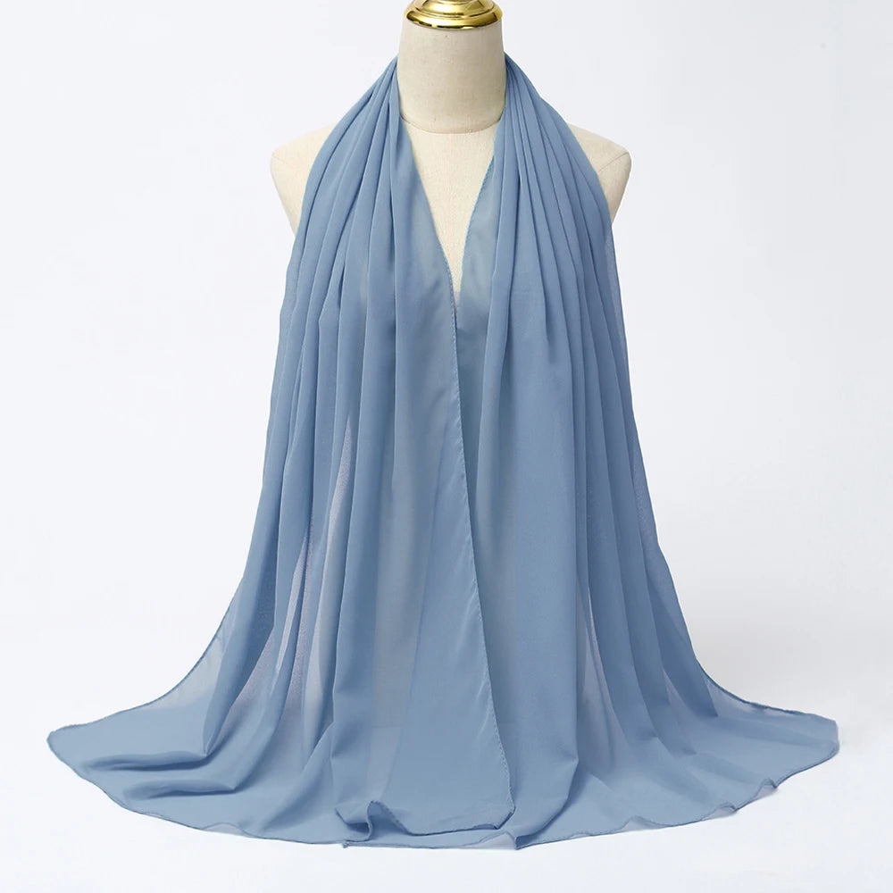 Muslimischer Chiffon Hijab Schal – Damen Langer Einfarbiger Kopf Schal | Eleganter Jersey Schleier & Modisches Umschlagtuch