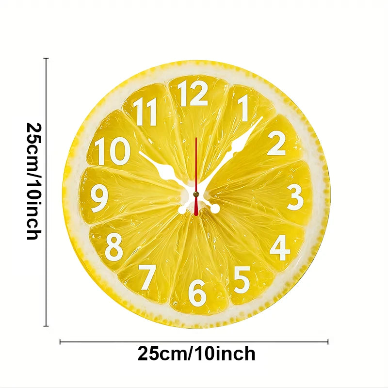 Zitronen Holz Wanduhr – Leise Quarz Deko Uhr Kaufschwan® 10 Zoll
