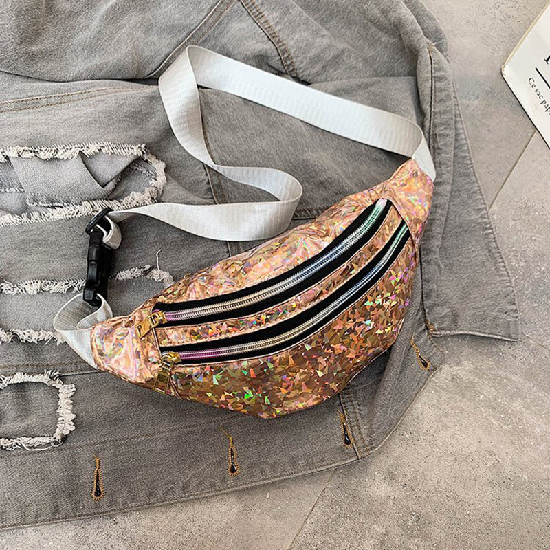 Holografische Gürteltasche – Laser PU Leder Hüfttasche | Reise Bum Bag, Crossbody Schultertasche für Damen & Mädchen Kaufschwan®