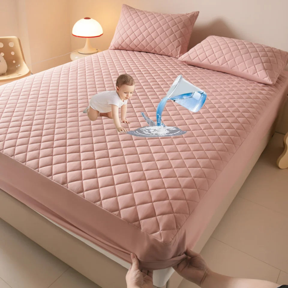 Wasserdichter Matratzenschoner – Anti-Milben, Weich & Atmungsaktiv im Spannbettlaken-Stil | Komfortabler Matratzenbezug (Ohne Kissenbezug) Kaufschwan® Rosa 90x200x30cm