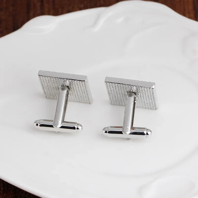 Französische Herren Manschettenknöpfe – Quadratisches Streifen-Design | Elegante Luxus Manschetten für Business, Hochzeit & Abendgarderobe Kaufschwan®