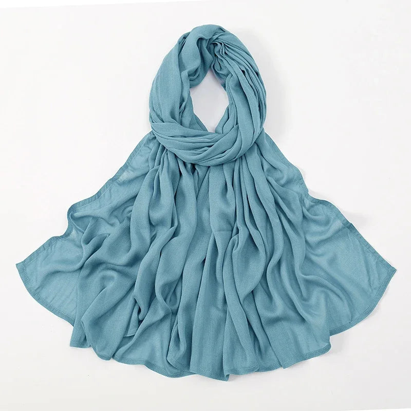 Damen Hijab Schal aus Baumwolle, Rayon & Modal – Großformat 190×85cm | Muslimisches Kopftuch, Eleganter Turban & Umschlagtuch