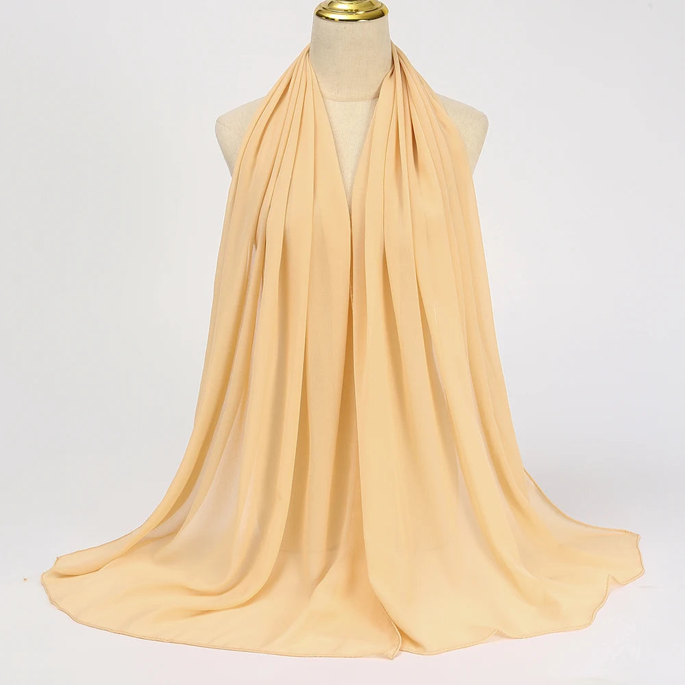 Muslimischer Chiffon Hijab Schal – Damen Langer Einfarbiger Kopf Schal | Eleganter Jersey Schleier & Modisches Umschlagtuch