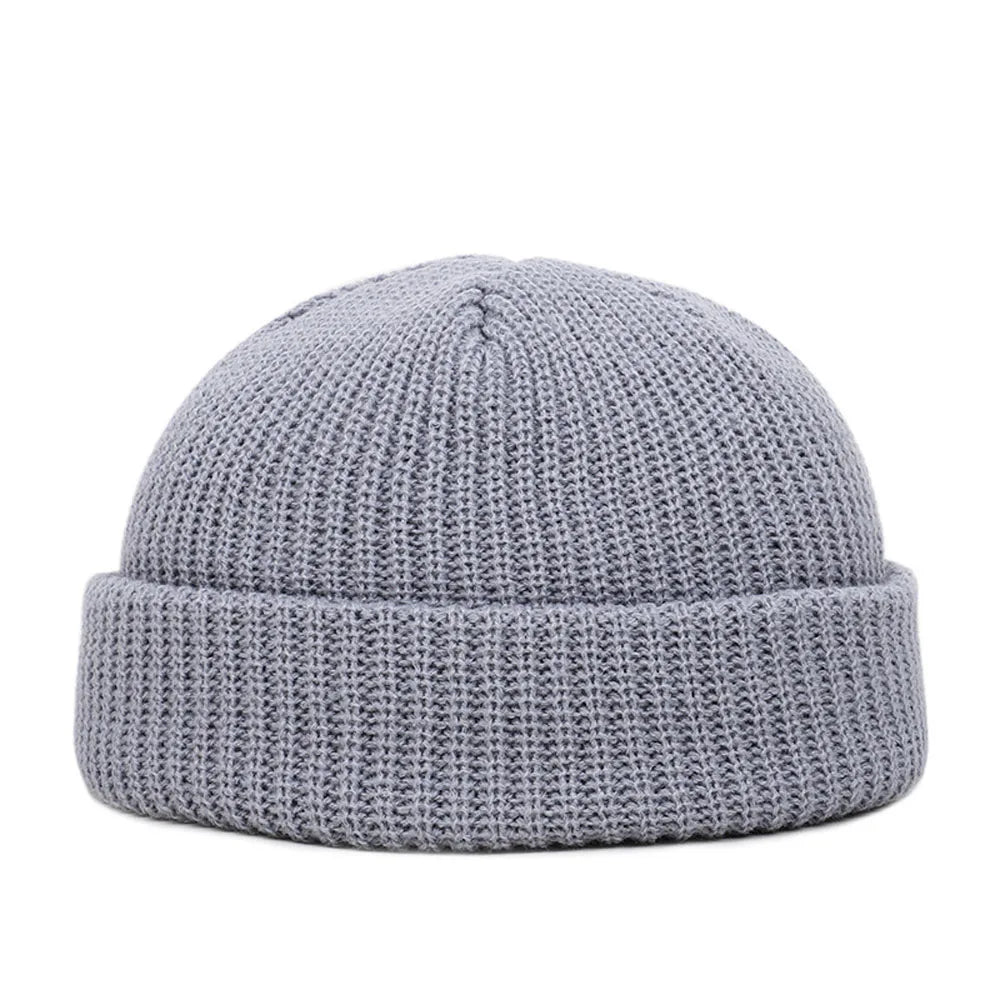 Winter Strickmütze – Kurze Hip Hop Cap | Unisex Elastische Wollmütze für Damen & Herren Kaufschwan® Hellgrau Einheitsgröße