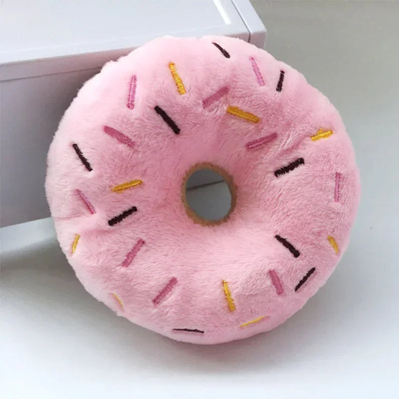 Plüsch Donut Hundespielzeug – Weiches Quietschendes Kauspielzeug für Hunde Kaufschwan® Rosa