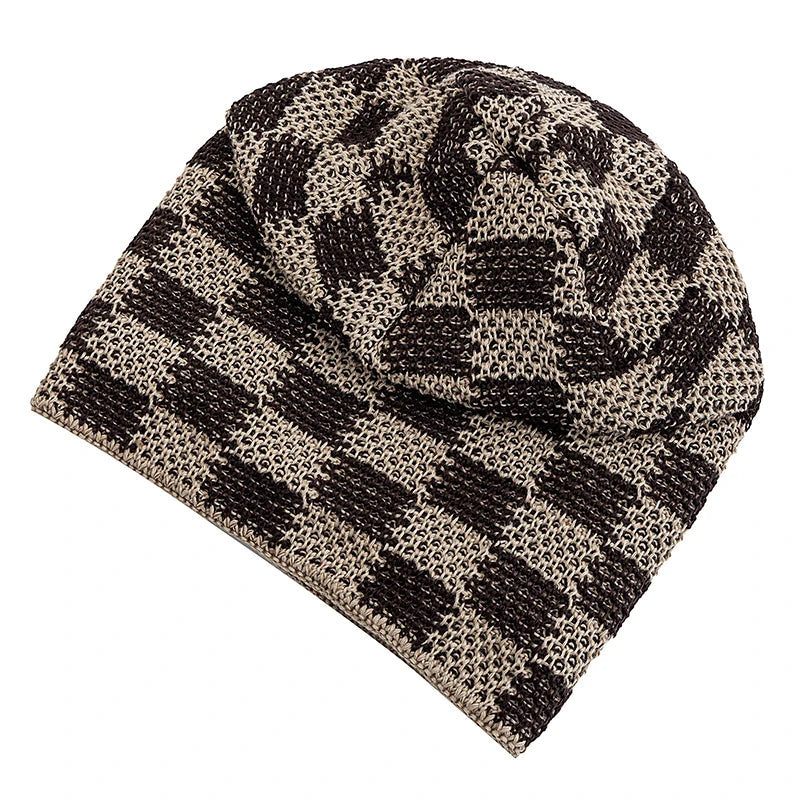 Unisex Slouchy Winter Beanie Mütze – Zweifarbige Grid-Strickmütze für Damen & Herren | Warme Oversize Mütze für Ski & Alltag Kaufschwan®