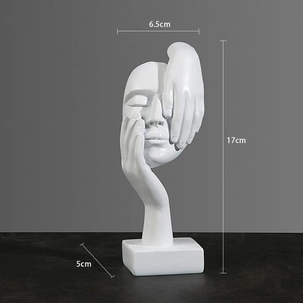 Abstrakte Resin Gesichtsstatue – Nordische Desktop Skulptur im Light-Luxury-Stil für Büro und Zuhause Kaufschwan® Weiß-A