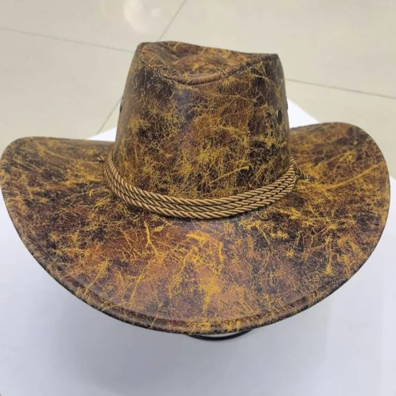 Kunstleder Western Cowboy Hut für Damen & Herren – Vintage Gentleman Dress Hat, Panama Cowgirl Jazz Cap, Klassischer Sombrero Kaufschwan®