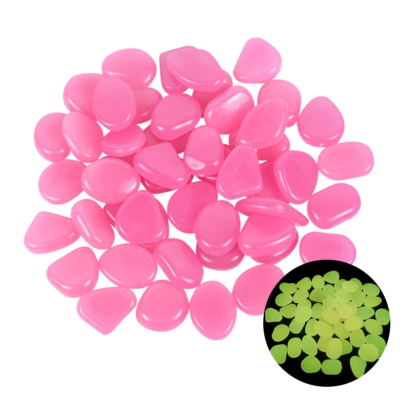 25/50 Stück Leuchtende Gartensteine – Glow-in-the-Dark Kiesel für Wege, Gartenpfade, Terrasse & Rasen Dekoration Kaufschwan® Rosa-Pink 25 Stück