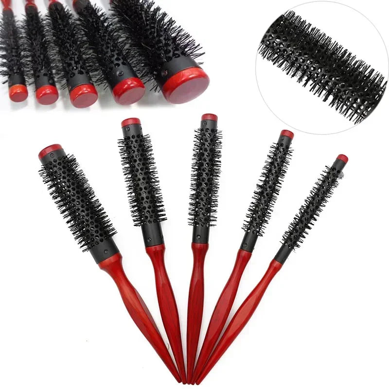 Professionelle Antistatische Rundbürste – Wildschweinborsten Föhn- & Lockenbürste | Styling-Tool für Lockiges Haar & Salon