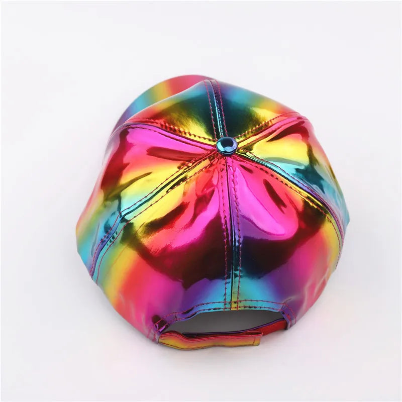 Unisex PU Rainbow Farbwechsel Baseballkappe | Fashion Erwachsenen Laser Hip Hop Kappe | Outdoor Freizeit Snapback Glänzende Party Kappe Kaufschwan®