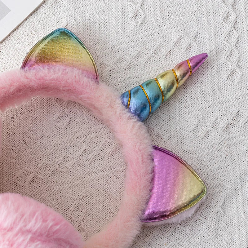 Bunte Einhorn Plüsch Ohrwärmer mit Katzenohren – Kinder Winter Tie-Dye Flauschige Ohrklappen | Weiche Ohrenschützer für Mädchen & Jungen Kaufschwan®