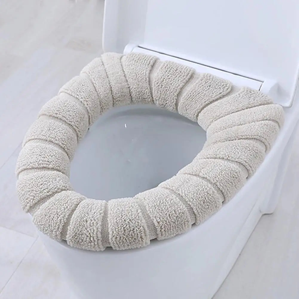 Warme WC-Sitzauflage – Strick-Toilettensitzbezug für Winter | Weiche O-förmige Waschbare Toilettenauflage in Einfarbigem Design (1 Stück) Kaufschwan®