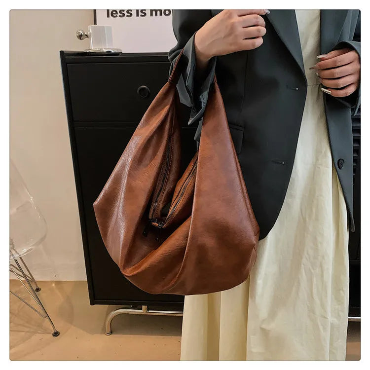 Große Schwarze Schultertasche für Damen – Hobo Shopper Tote | Weiche Leder Umhängetasche für Reisen & Alltag Kaufschwan®