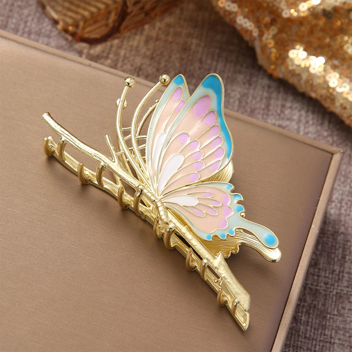 Elegante 10cm Metall Schmetterling Haarklammer – Langlebige Haarklammer für Damen Kaufschwan® Blau-Lila