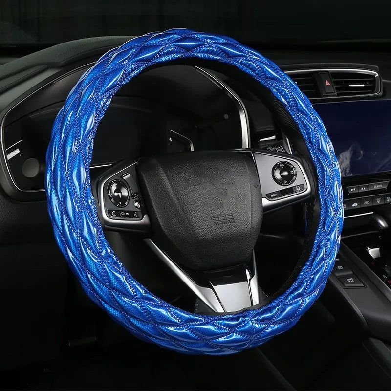 Gesteppter Lenkradbezug aus PU-Kunstleder – Einfach Anzubringende Universelle Lenkradabdeckung fürs Auto Kaufschwan® Blau