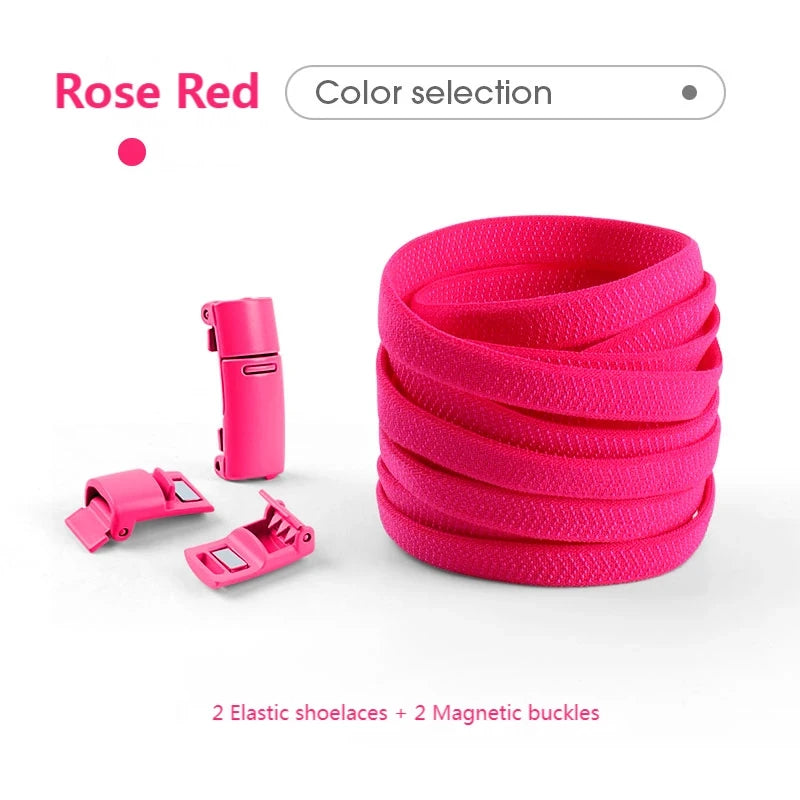 Magnetische No-Tie Elastische Schnürsenkel – Schnelles Verriegelungssystem für Sneaker | Unisex Schuhzubehör für Kinder & Erwachsene, 1 Paar Kaufschwan® Rosenrot