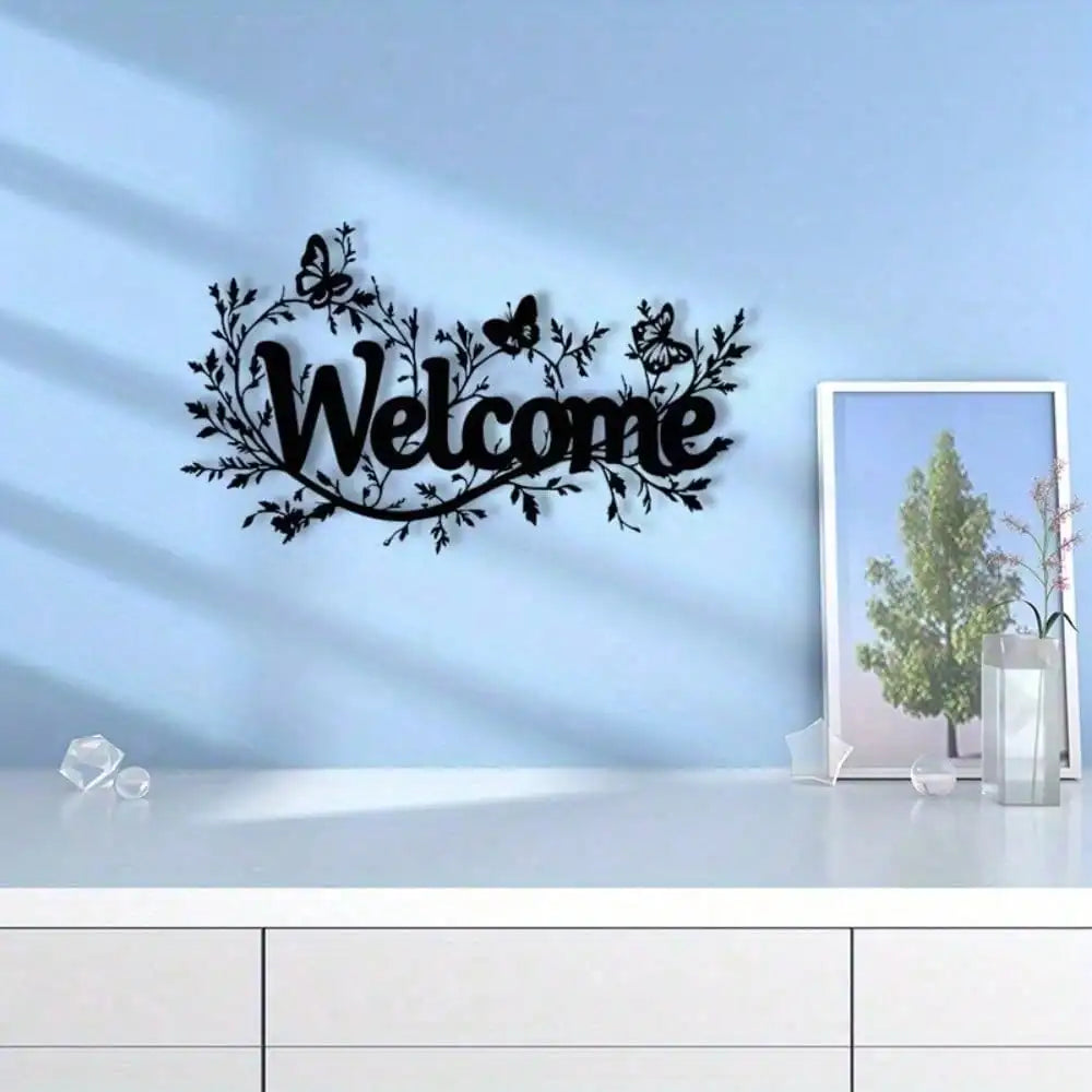 Blumen Welcome Metall Wanddeko – Modernes Rostfreies Weihnachts Dekor Kaufschwan®