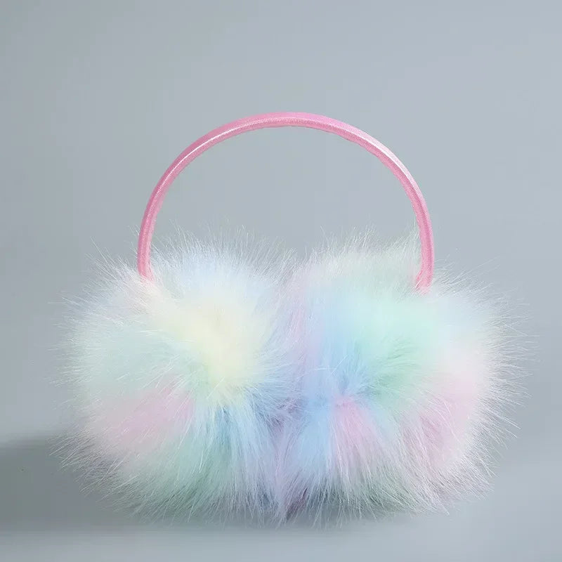 Bunte Regenbogen Winter Ohrwärmer – Plüsch Ohrenschützer | Winddicht, Warm & Weich Kaufschwan® Rosa