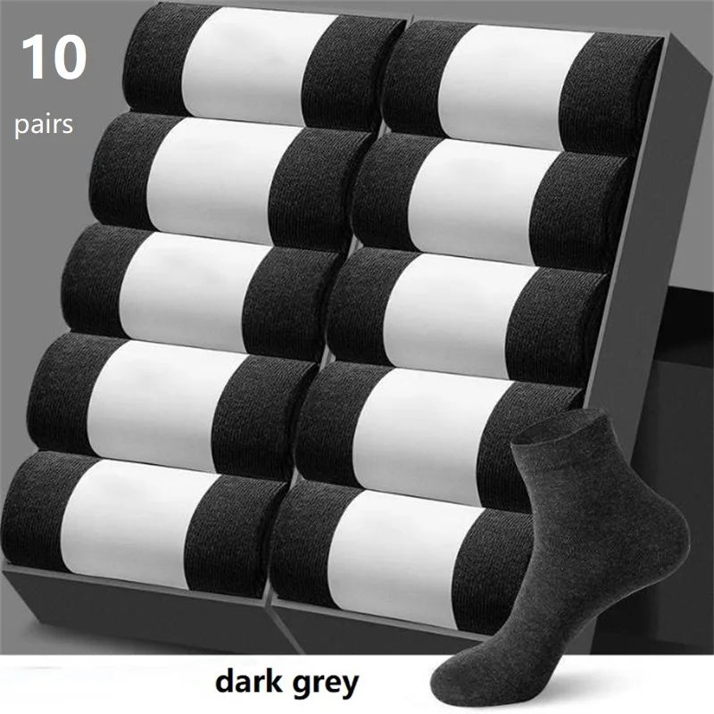 Herren Baumwoll-Mischung Schwarze Businesssocken | Weiche Atmungsaktive Socken für Sommer & Winter | Plus Size Verfügbar | 1/5/10 Paare Kaufschwan® 10 Paare - Dunkelgrau
