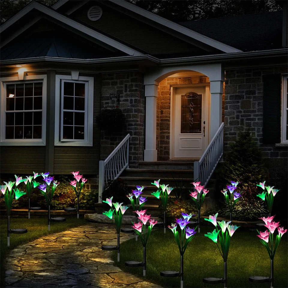 Solar Lilienblumenlampe – 7 Farbwechsel Wasserdichte Solar-Wege- & Landschaftslichter für Garten, Hof & Innenhof Kaufschwan®