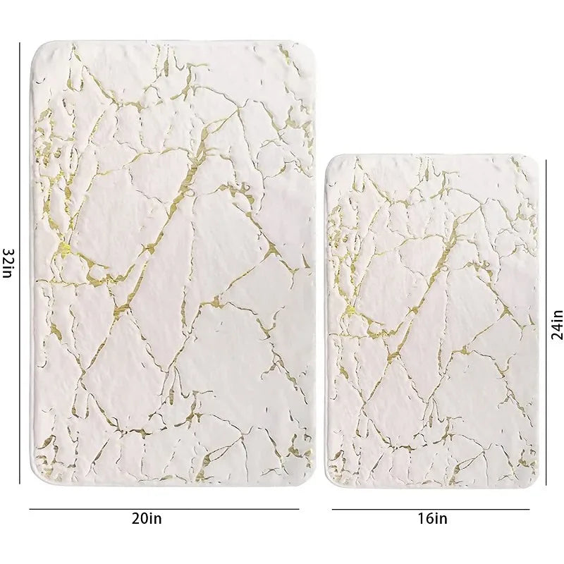 Inyahome Badematte Weiß & Gold – Weich, Rutschfest, Saugfähig Kaufschwan®