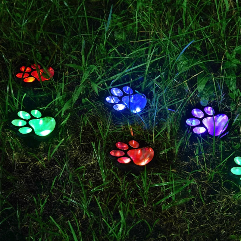 Solar Gartenlichter mit Pfotenabdruck – 4er Set LED-Erdlichter Wasserdicht für Rasen, Weg & Hofdekoration Kaufschwan®
